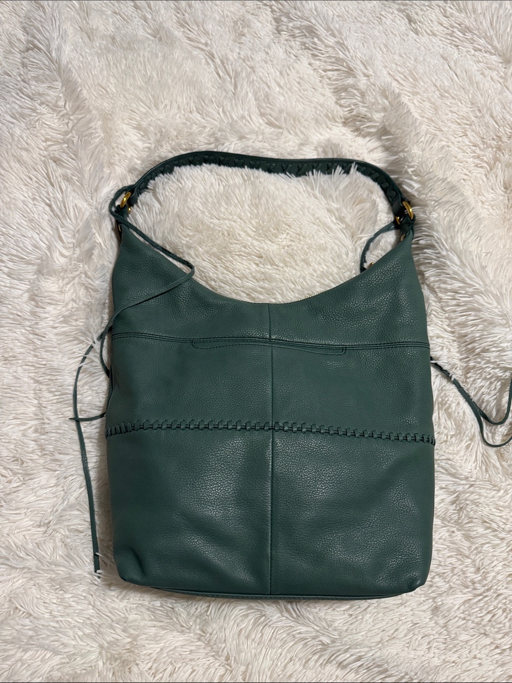 HOBO Entwine Meadow Green Leather Braided-Handle Hobo Bag - Picture 5 of 13